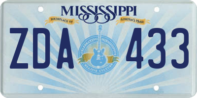 MS license plate ZDA433