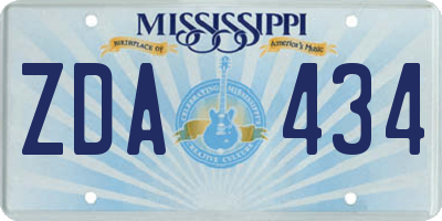 MS license plate ZDA434