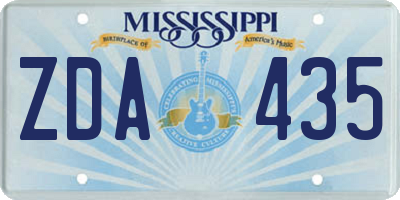 MS license plate ZDA435