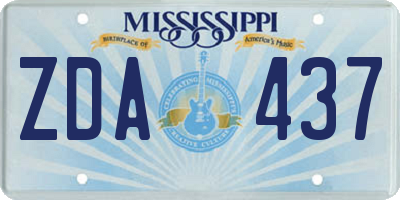 MS license plate ZDA437