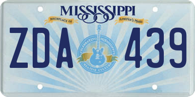 MS license plate ZDA439