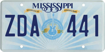 MS license plate ZDA441