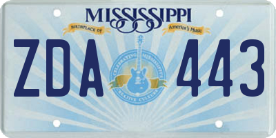 MS license plate ZDA443