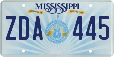 MS license plate ZDA445