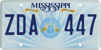 MS license plate ZDA447