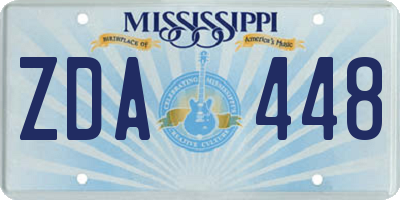 MS license plate ZDA448