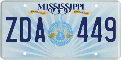 MS license plate ZDA449