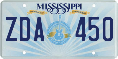 MS license plate ZDA450