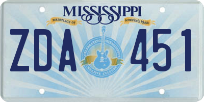MS license plate ZDA451