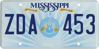 MS license plate ZDA453