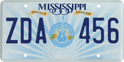 MS license plate ZDA456