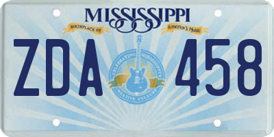 MS license plate ZDA458