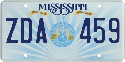 MS license plate ZDA459