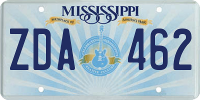 MS license plate ZDA462