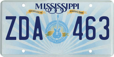 MS license plate ZDA463