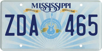 MS license plate ZDA465