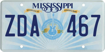 MS license plate ZDA467