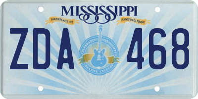 MS license plate ZDA468