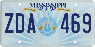 MS license plate ZDA469