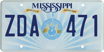 MS license plate ZDA471