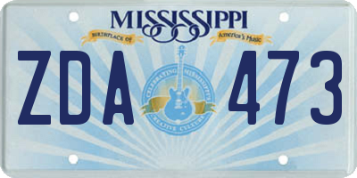 MS license plate ZDA473