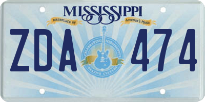 MS license plate ZDA474