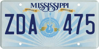 MS license plate ZDA475