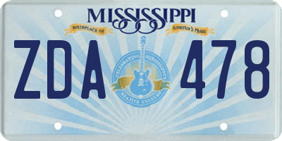 MS license plate ZDA478