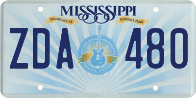 MS license plate ZDA480