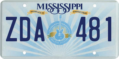 MS license plate ZDA481