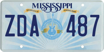 MS license plate ZDA487