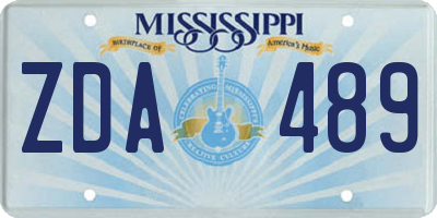 MS license plate ZDA489
