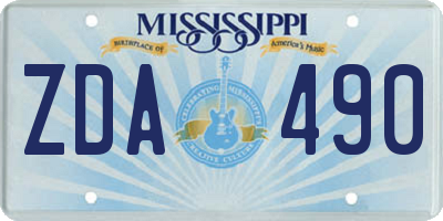 MS license plate ZDA490