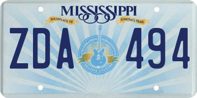 MS license plate ZDA494