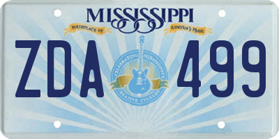 MS license plate ZDA499