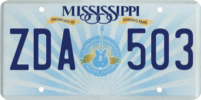 MS license plate ZDA503