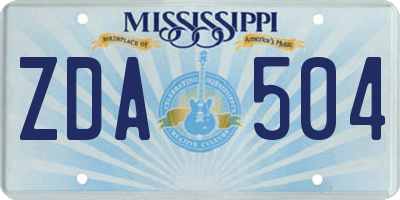 MS license plate ZDA504
