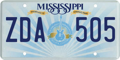 MS license plate ZDA505