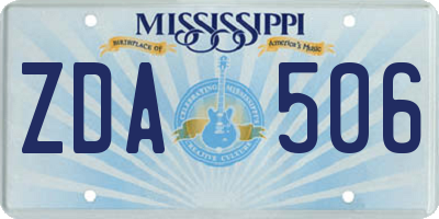 MS license plate ZDA506