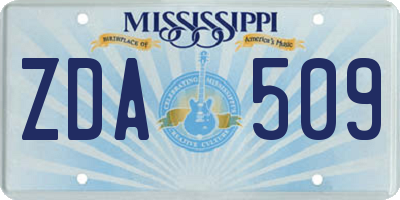 MS license plate ZDA509