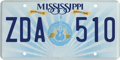 MS license plate ZDA510