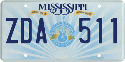 MS license plate ZDA511
