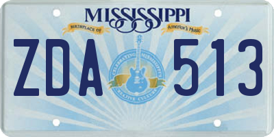 MS license plate ZDA513