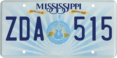 MS license plate ZDA515