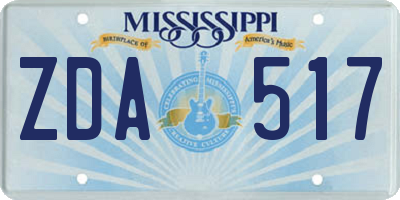 MS license plate ZDA517
