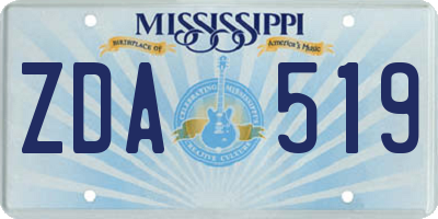 MS license plate ZDA519