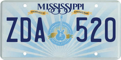 MS license plate ZDA520