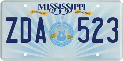 MS license plate ZDA523