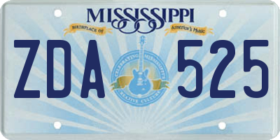 MS license plate ZDA525