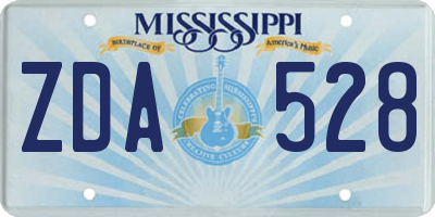 MS license plate ZDA528